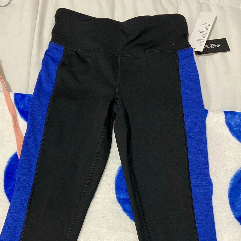 Blue Stripe Capri Workout Leggings